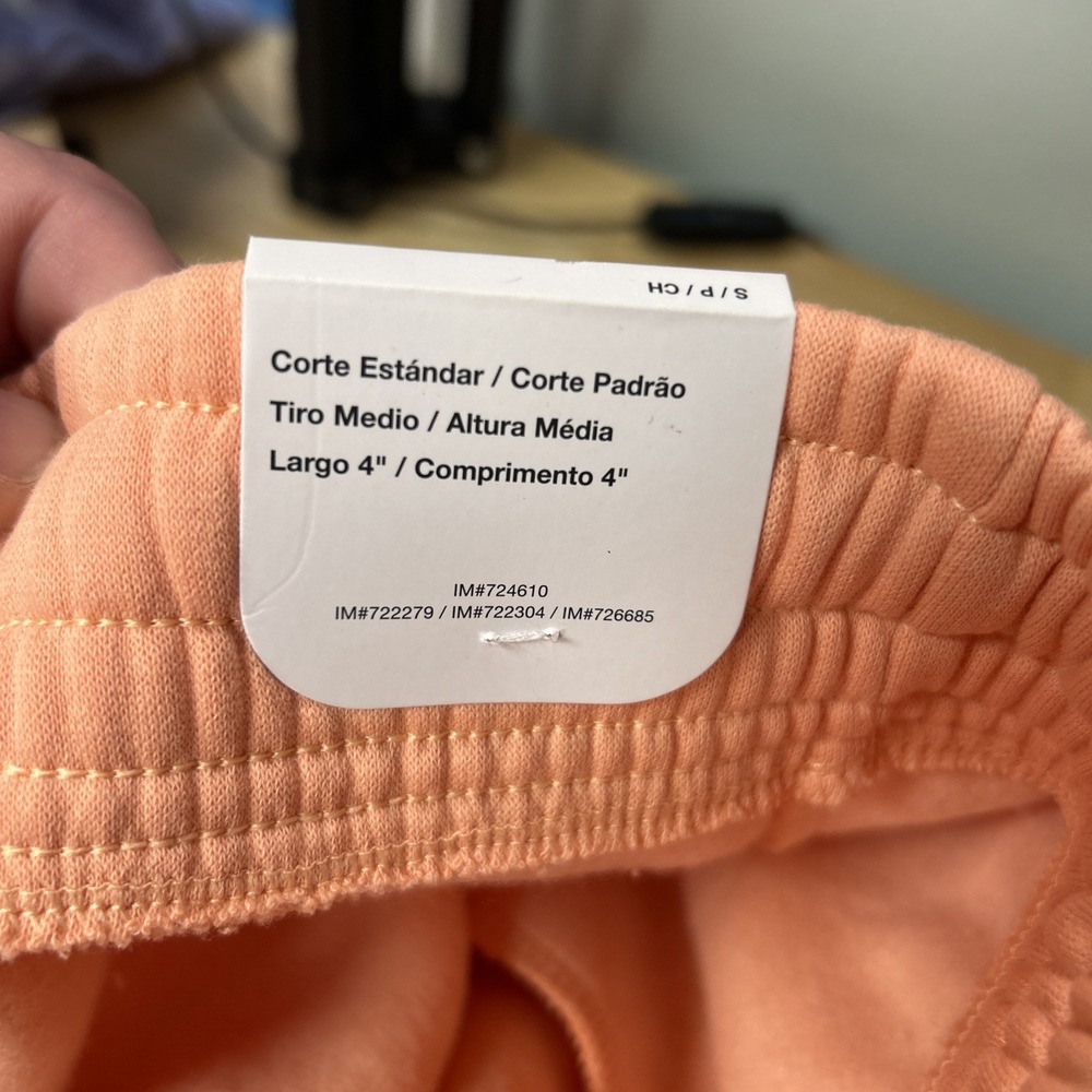 Nike Sportswear Mid Rise Fleece Shorts Small IH2108-844 Peach Workout Womens - Picture 9 of 11